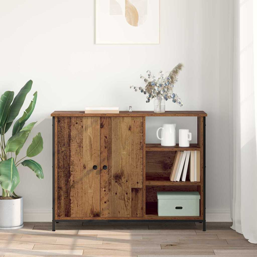 vidaXL 2 Door 3 Open Shelf Dark Brown Sideboard Image 4