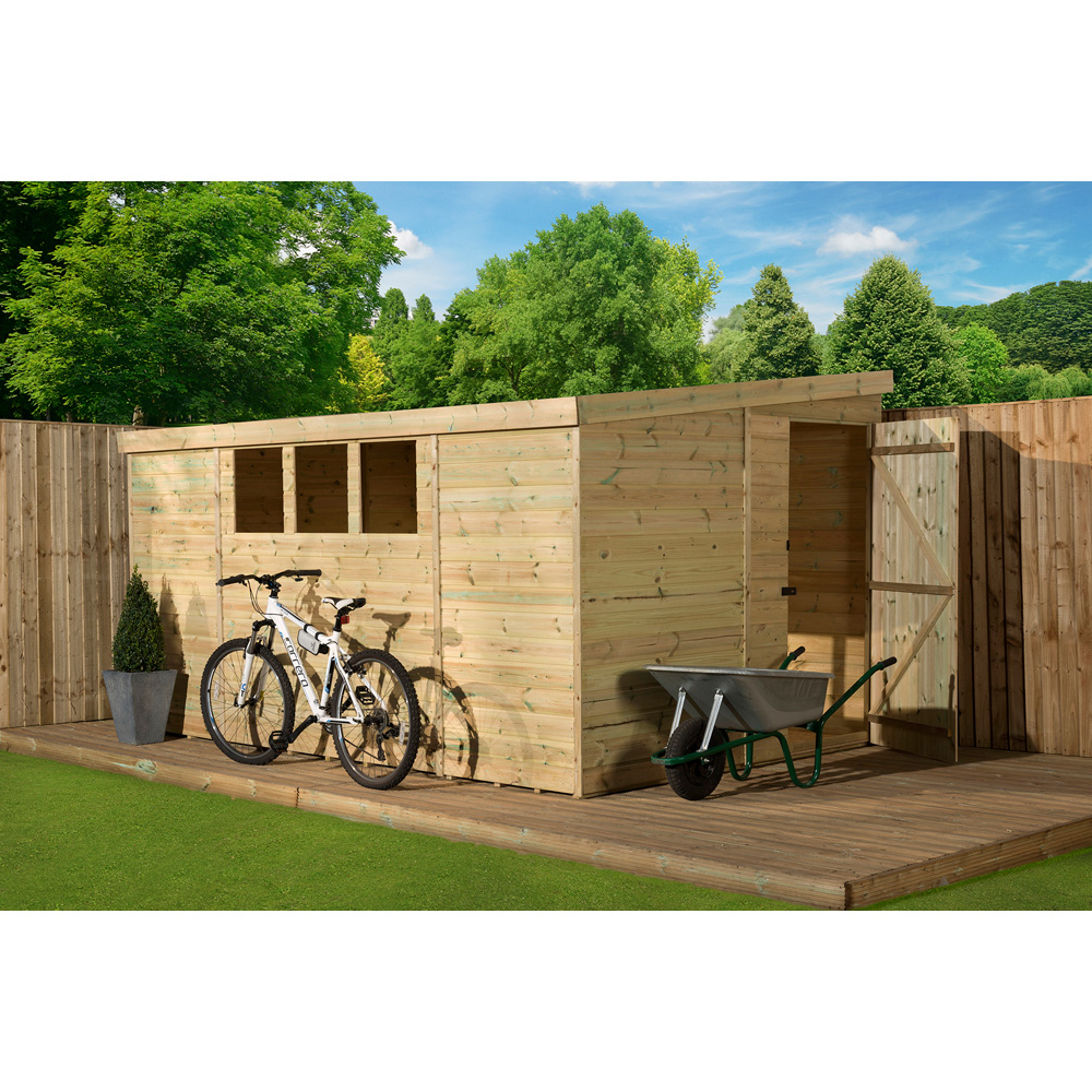 Empire Sheds 3000 12 x 8ft Tongue and Groove Wooden Pent Garden Shed Image 2