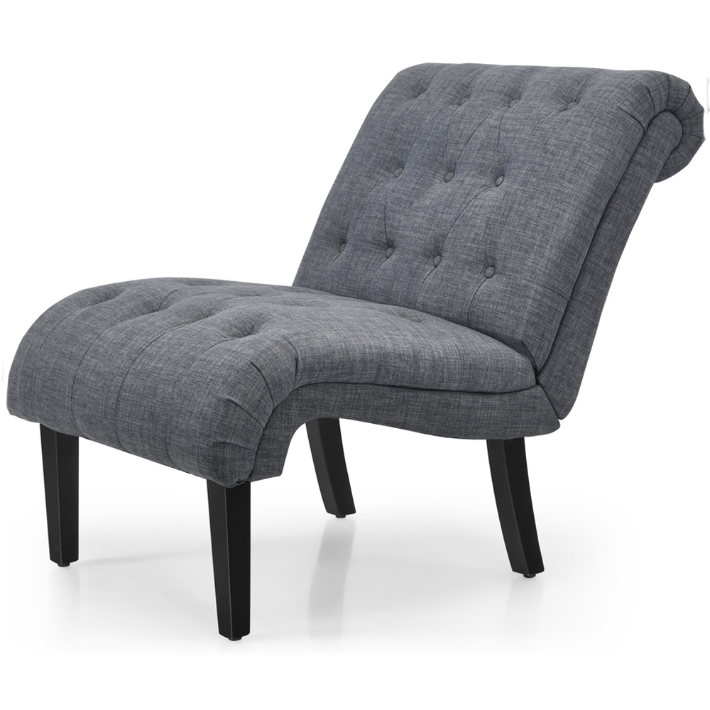 Costway Dark Grey Button Tufted Linen Accent Chair Image 3