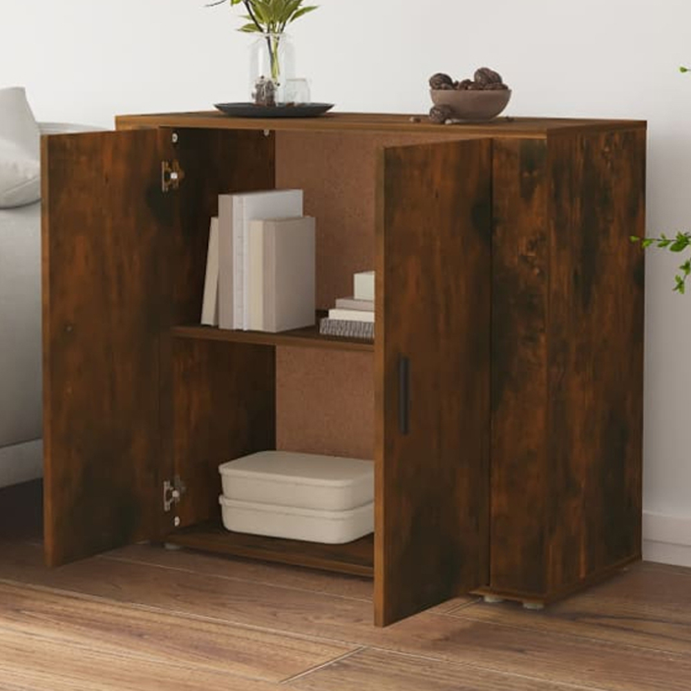 vidaXL 2 Door Smoked Oak Small Sideboard Image 1