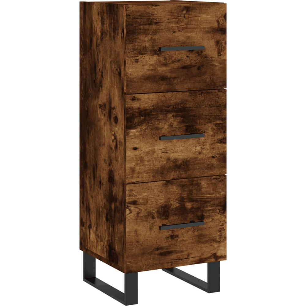 vidaXL Single Door 3 Drawer Smoked Oak Highboard Image 4