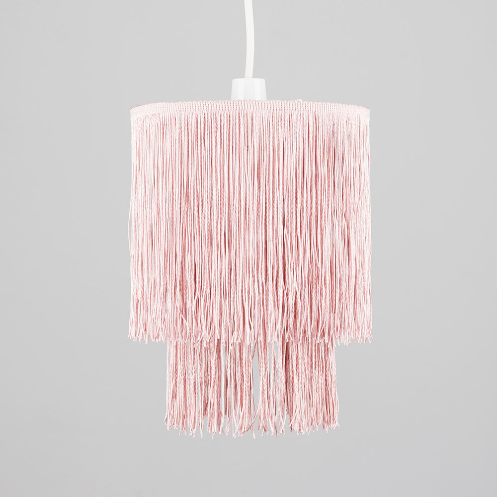 ValueLights Nabella Pink Tassel Pendant Lamp Shade Image 3