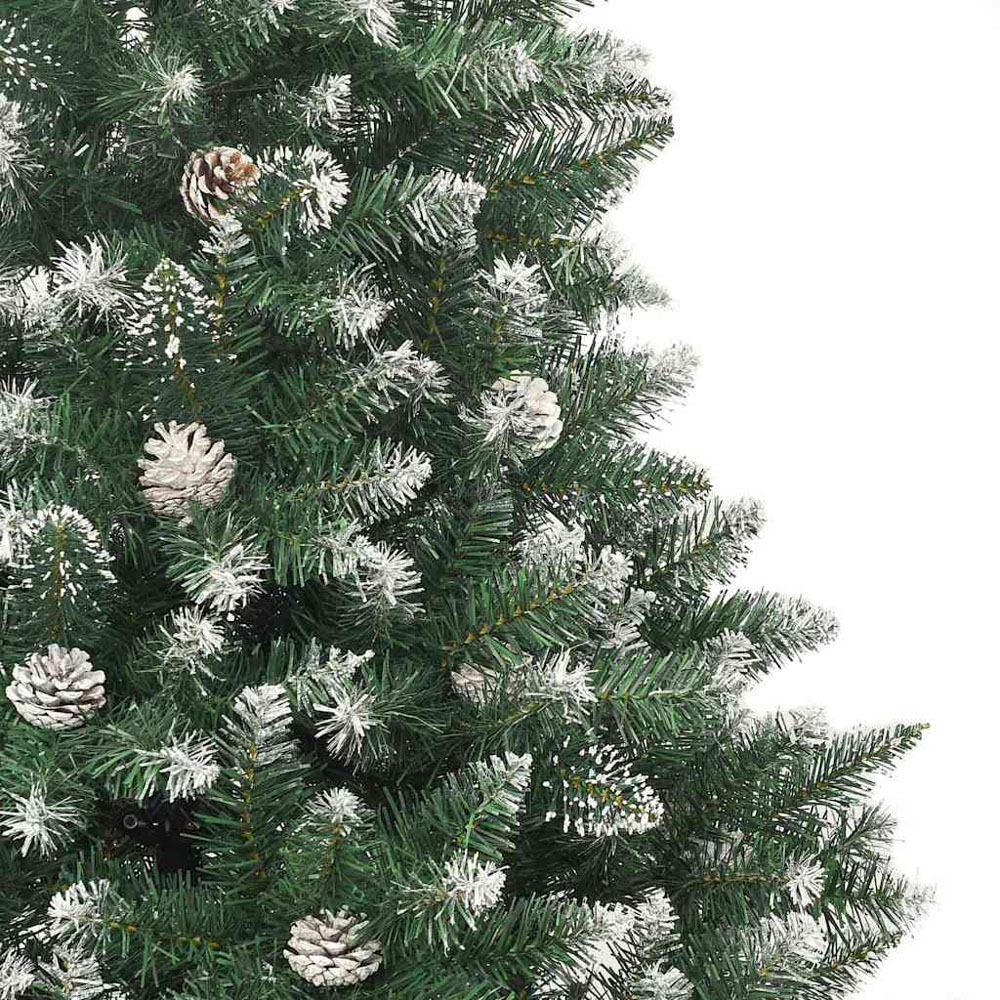 vidaXL Pre-Lit Silver Baubles Green Artificial Snow Tipped Christmas Tree 5ft Image 7