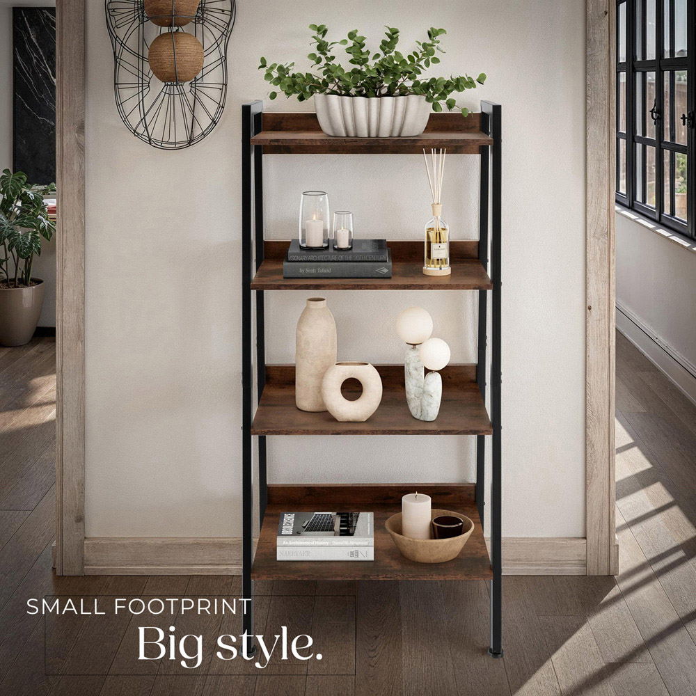 tectake 5 Shelf Dark Wood Shelving Unit 34 x 57.5 x 138cm Image 8