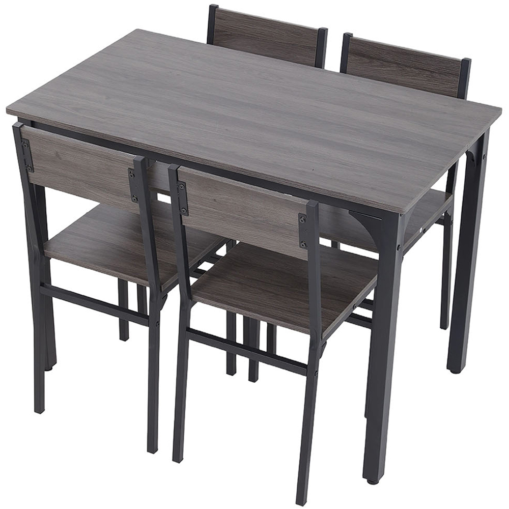 Living and Home 4 Seater Dining Set Black and Grey Image 2