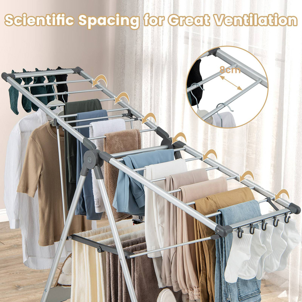 Costway 2 Tier Aluminium Folding Clothes Drying Rack Image 4
