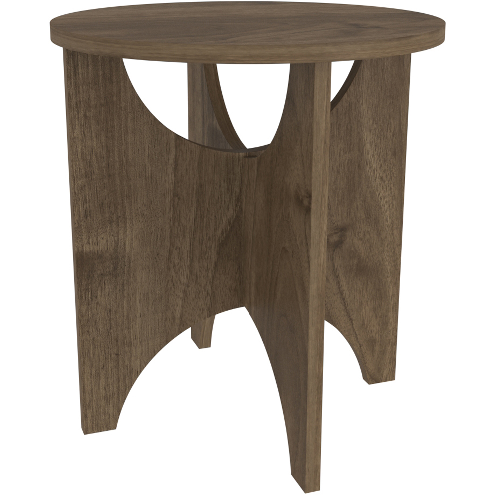 Decorotika Merit Walnut Round Side End Table Image 2