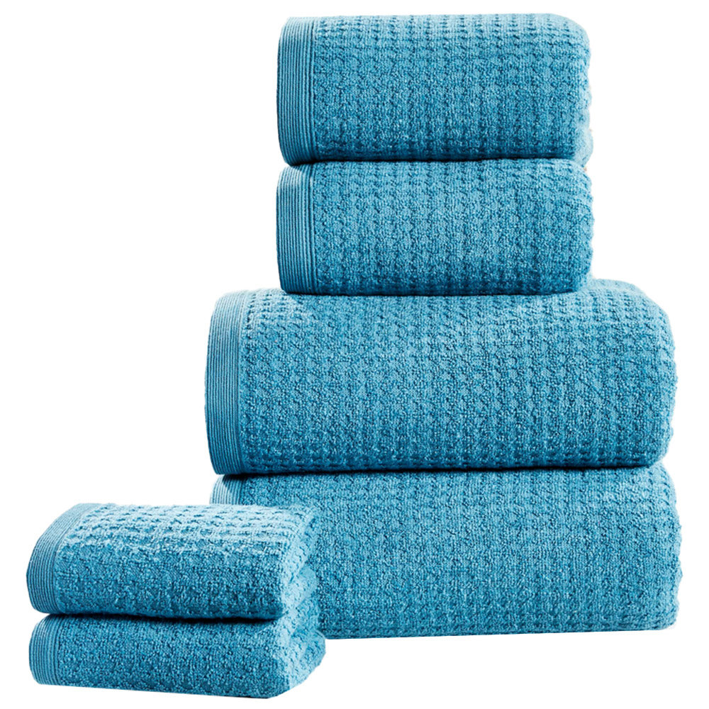 Rapport Home Waffle Textured Cotton Blue Face Cloth Image 1