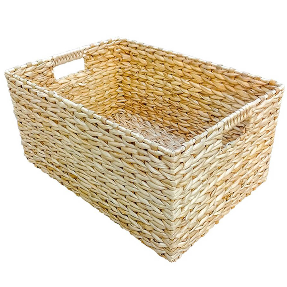 Red Hamper Small Rectangular Water Hyacinth Storage Basket Image 1