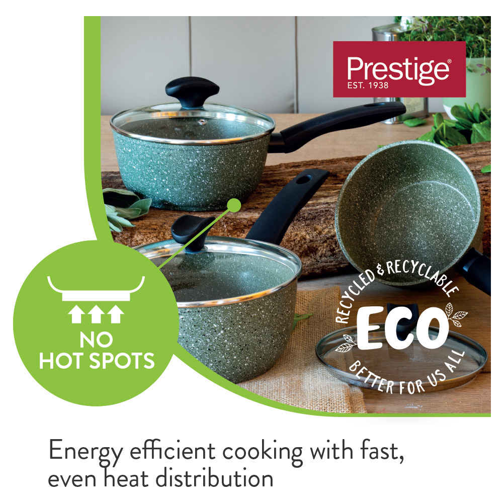 Prestige Eco 3 Piece Green Saucepan Set Wilko