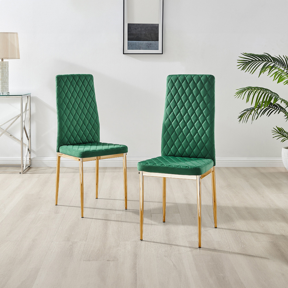 Furniturebox Copeland Valera Marble Effect 4 Seater Dining Set White Green and Gold Image 3