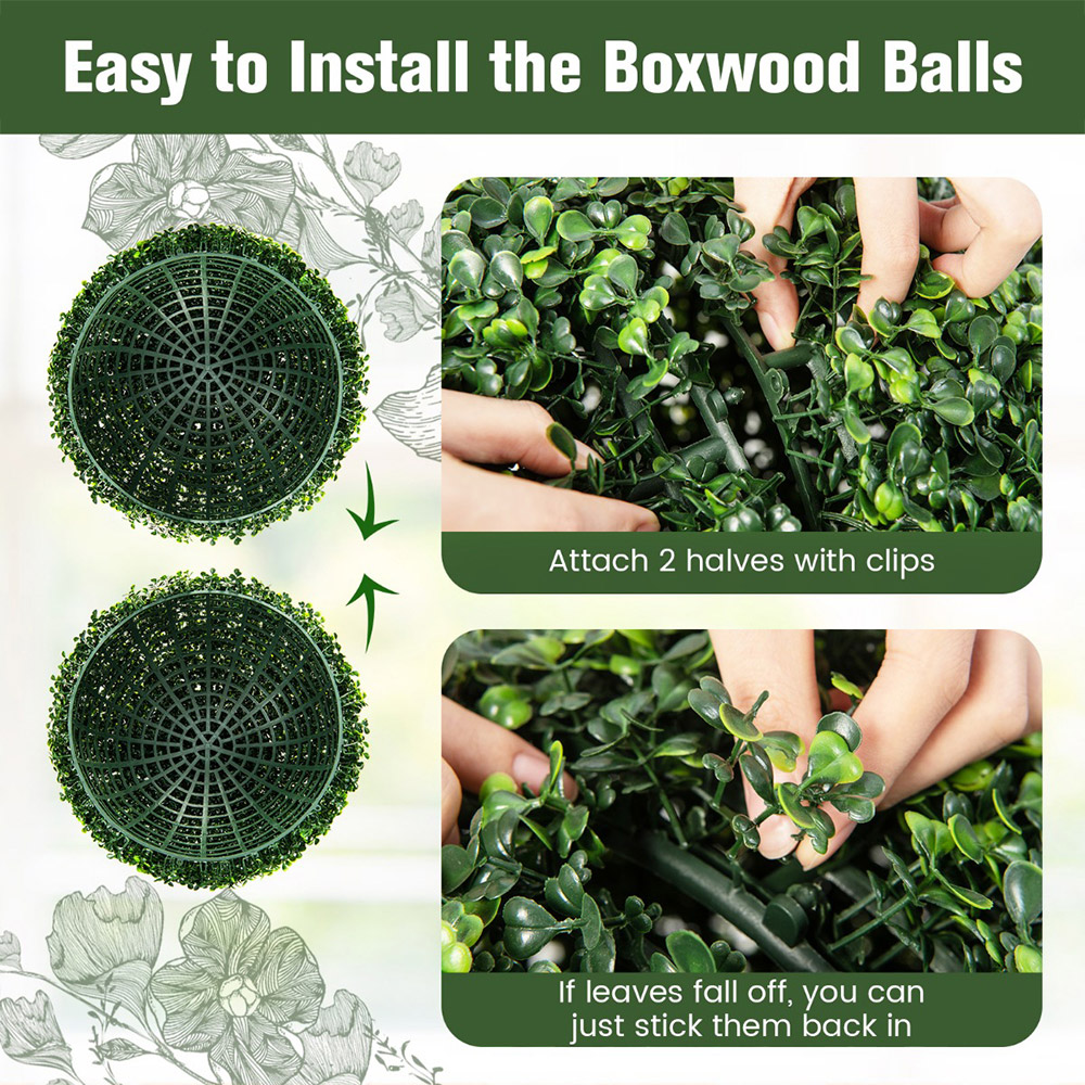 Costway Artificial Boxwood Balls 2 Pack Image 5