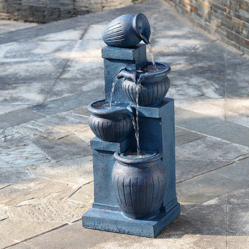 Teamson Home 4-Tier Navy Vertical Texture Cascading Bowl Water Fountain 72cm Image 8