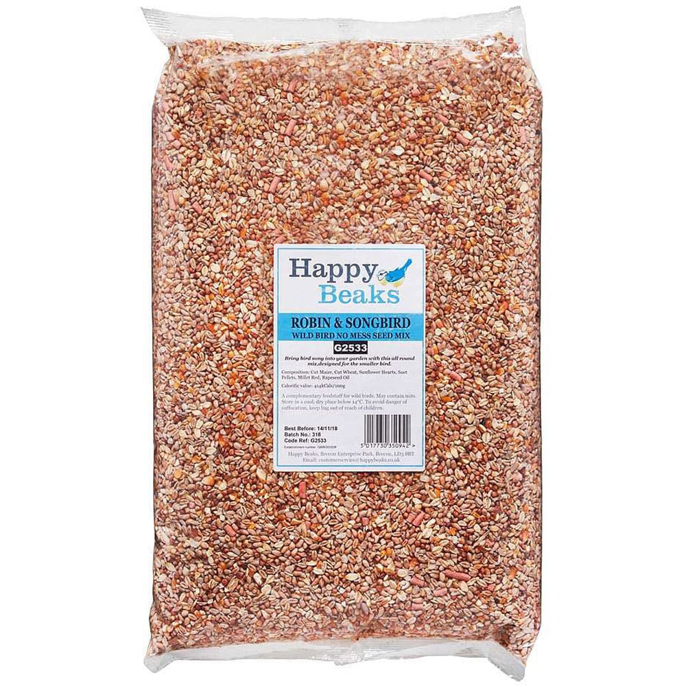 Happy Beak Robin and Songbird No Mess Wild Bird Seed Mix 12.75kg Image 1