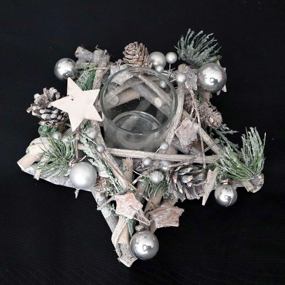 Shatchi Star Shaped Wooden Candle Holder Image 3