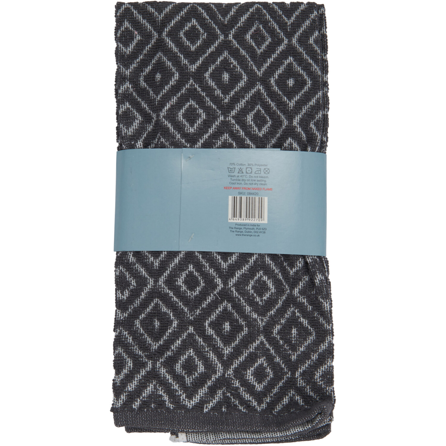 Essentials Polycotton Black Diamond Textured Terry Towel 2 Pack Image 2