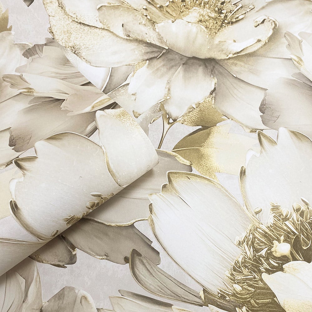 Muriva Aminah Floral Cream Wallpaper Image 2