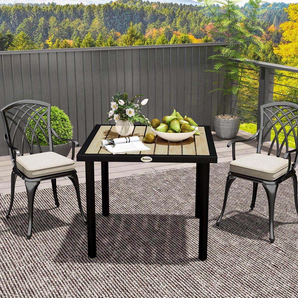 Outsunny 4 Seater Garden Table with Parasol Hole Brown Image 5