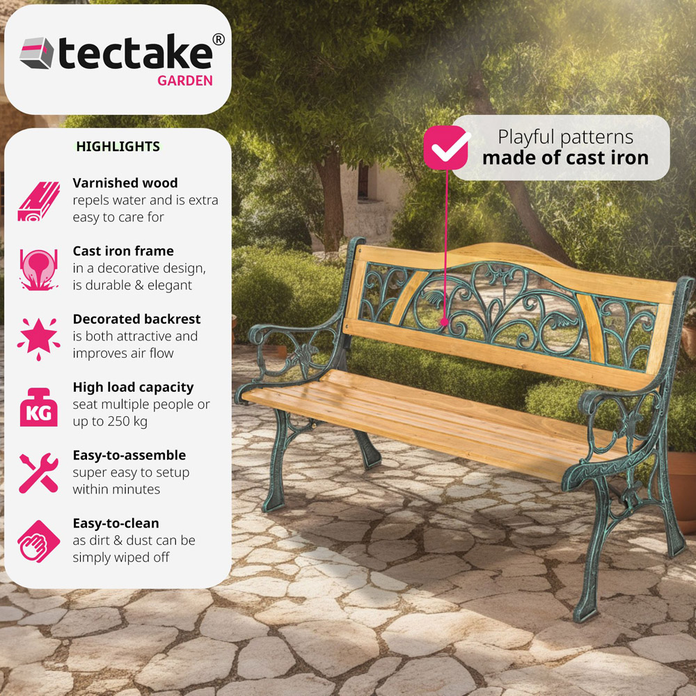 tectake Kathi 2 Seater Brown Garden Bench Image 6