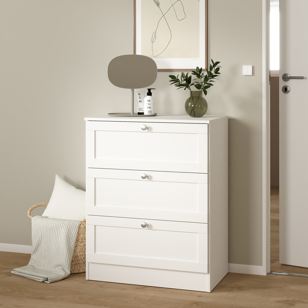 Florence 3 Drawer White Chest of Drawers Image 6