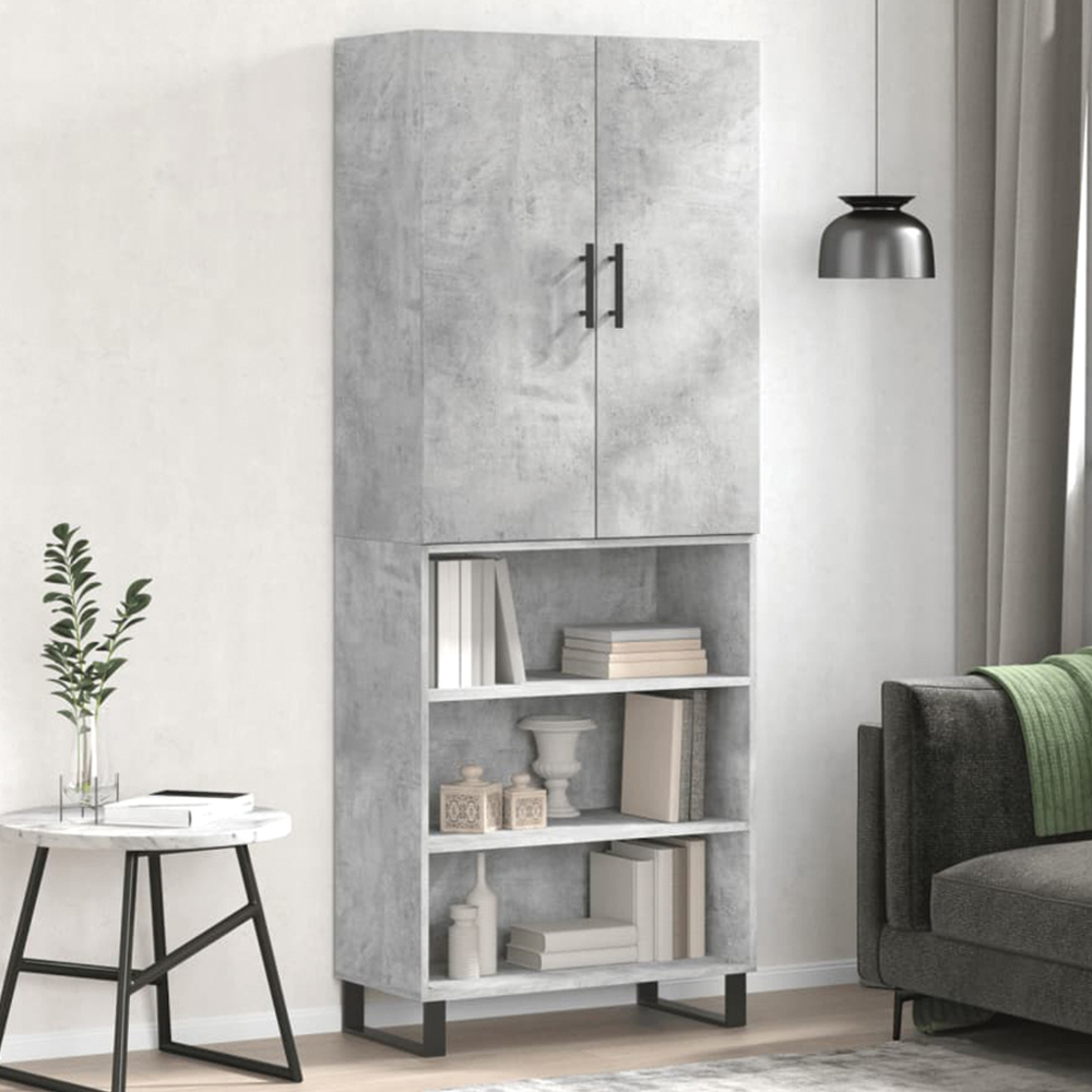 vidaXL 2 Door 3 Shelf Concrete Grey Highboard Image 1
