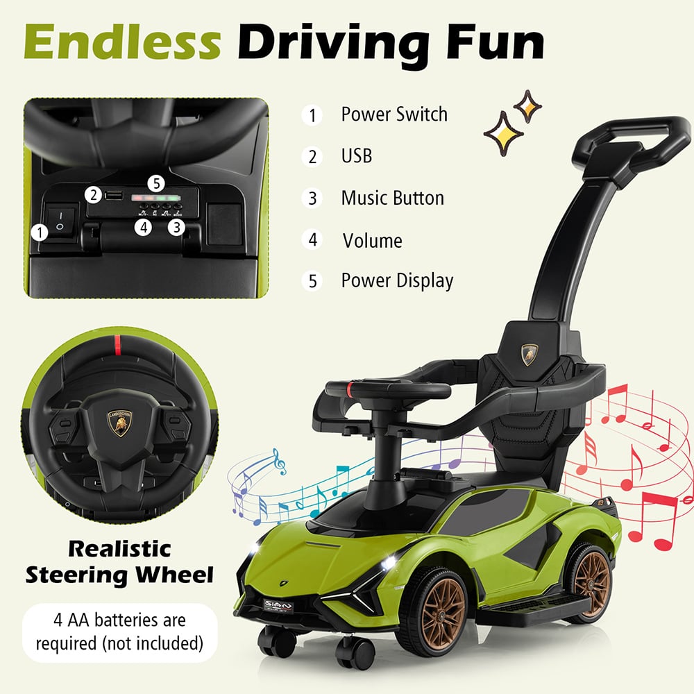 Costway Green 3 in 1 Ride On Push Car Image 5