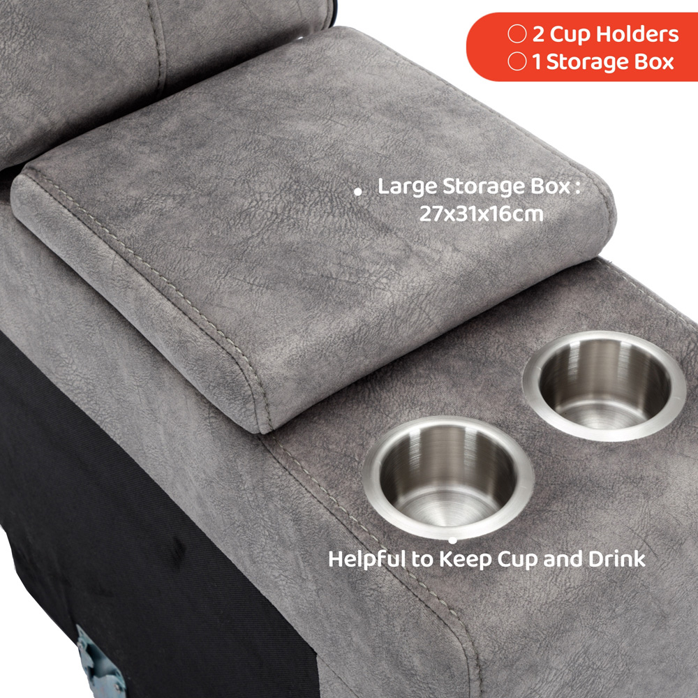 Furniture One 5 Seater Light Grey Power Corner Recliner Sofa Set with Cup Holders Image 3