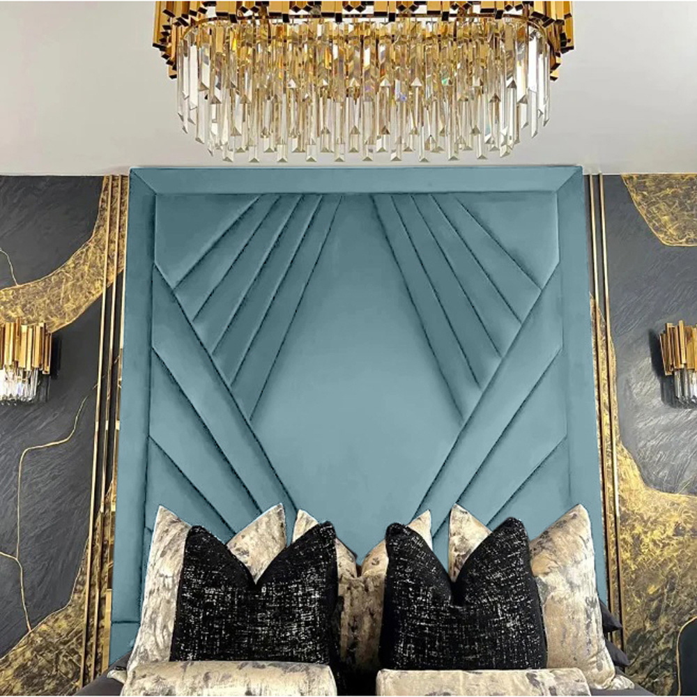 Eleganza Home Solia Super King Size Duck Egg Plush Velvet Bed Frame with Headboard Image 3