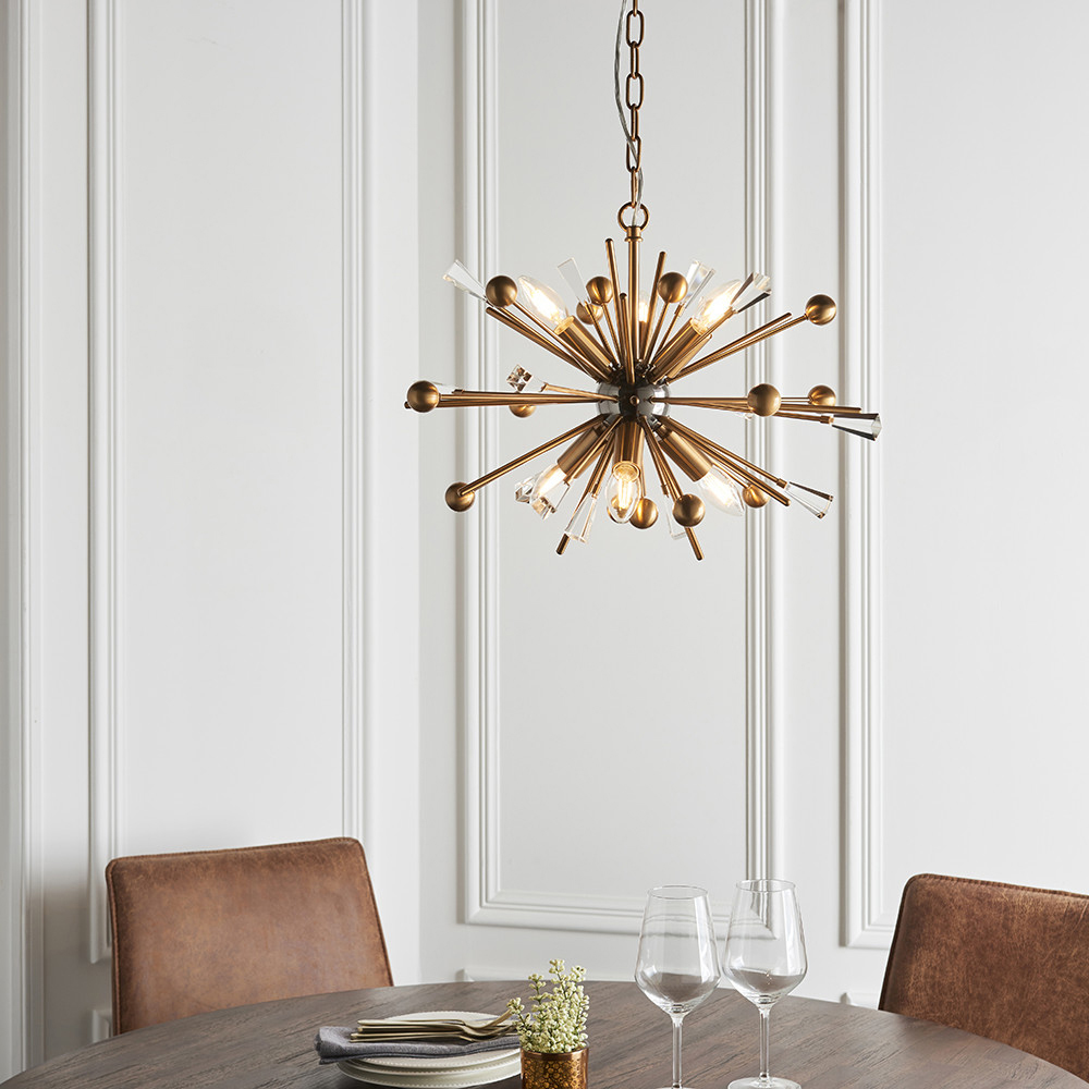 Merano Taormina Brass Plate Black Nickel Pendant 6 Light Ceiling Light Image 2