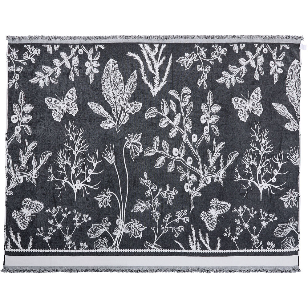 Living and Home 3 Seater White and Black Butterfly Chenille Sofa Cover Image 3