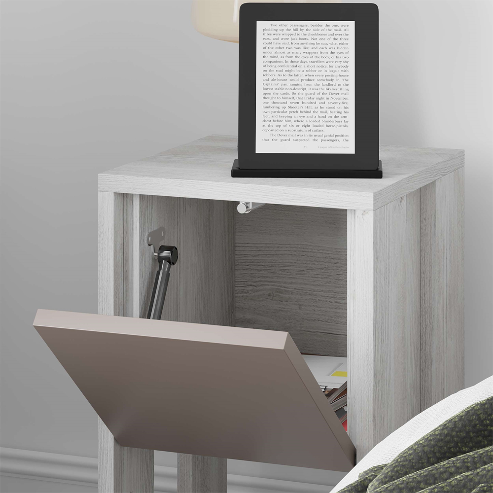 Decortie Ema Ancient White and Mocha Grey Bedside Table Image 3
