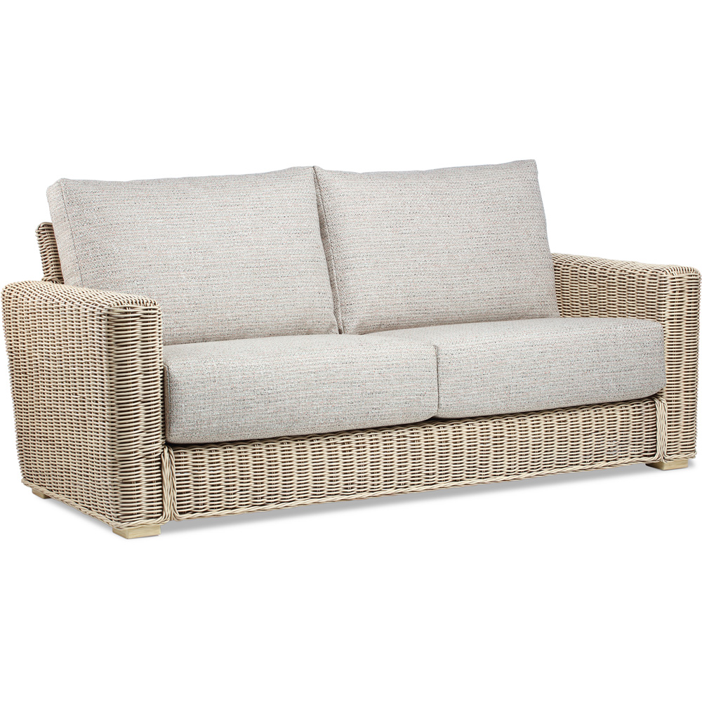 Desser Burford 3 Seater Blush Tweed Natural Rattan Sofa Image 2