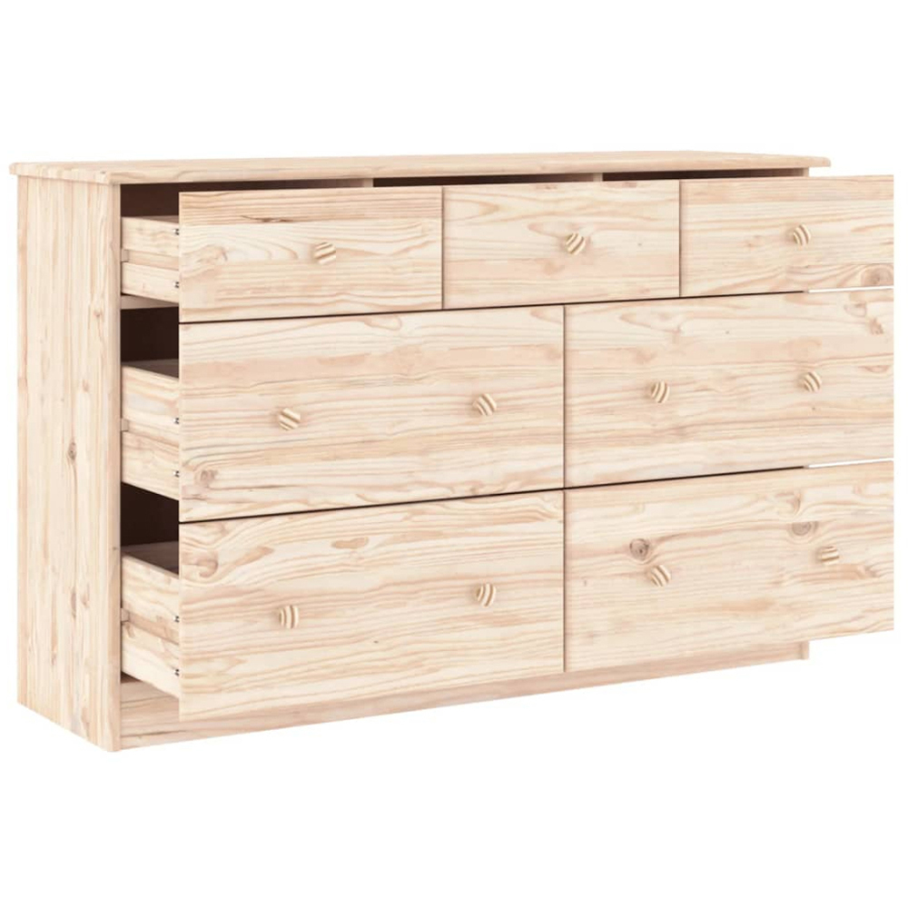 vidaXL Alta 7 Drawer Natural Solid Pine Wood Chest of Drawers Image 3