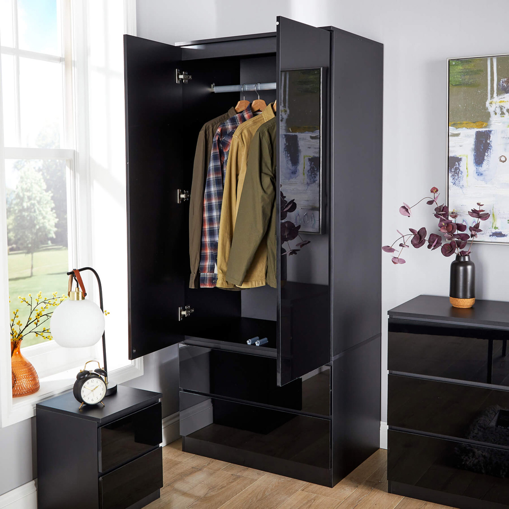 Home Source 2 Door 2 Drawer Black Modern Wardrobe Image 6