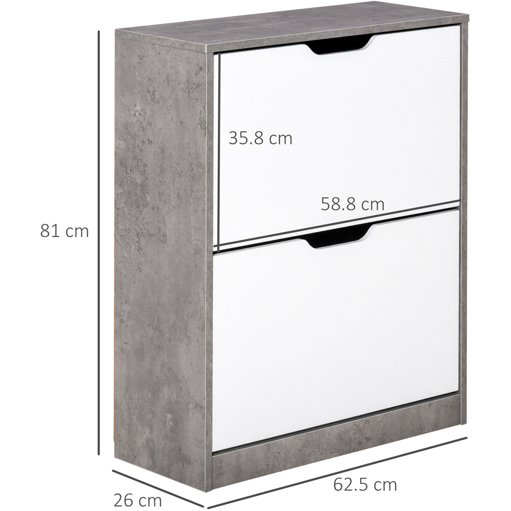 HOMCOM 2 Drawer White Tipping Shoe Cabinet Image 7