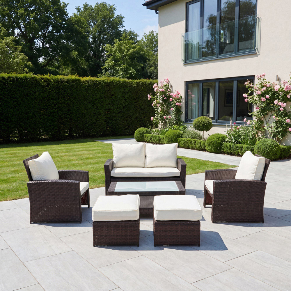 Artemis Home Dovera 6 Seater Brown Rattan Patio Set Image 2