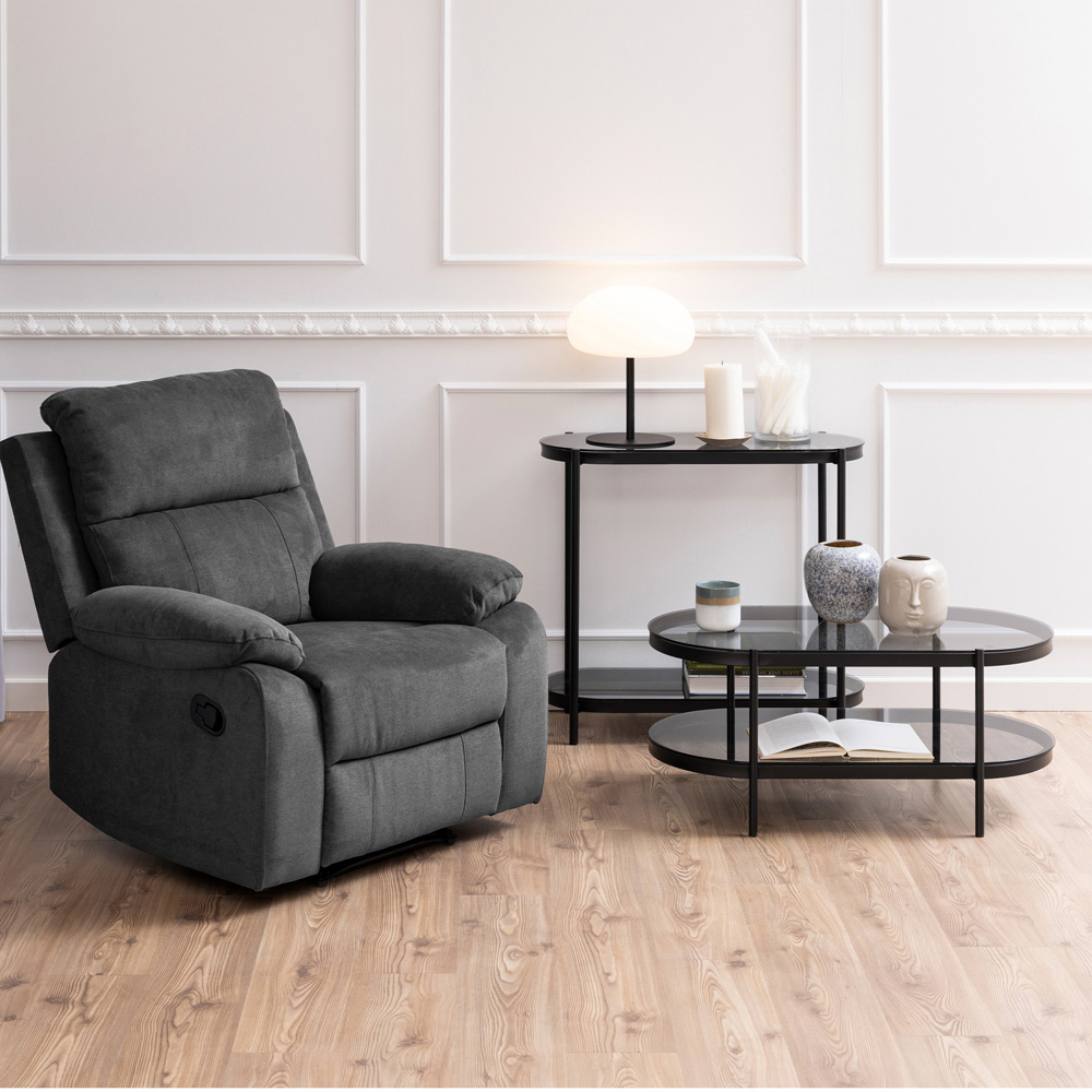 Florence Bayonne Single Shelf Smoked Glass Top Oval Coffee Table Image 8