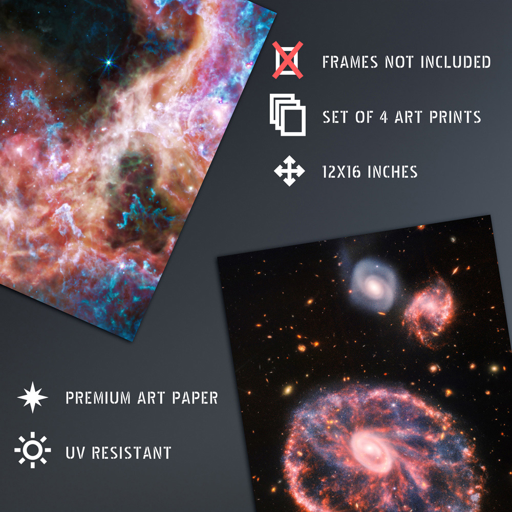 Artery8 NASA James Webb Space Telescope Carina Tarantula Nebula Wall Art Print 30 x 41cm 4 Pack Image 4