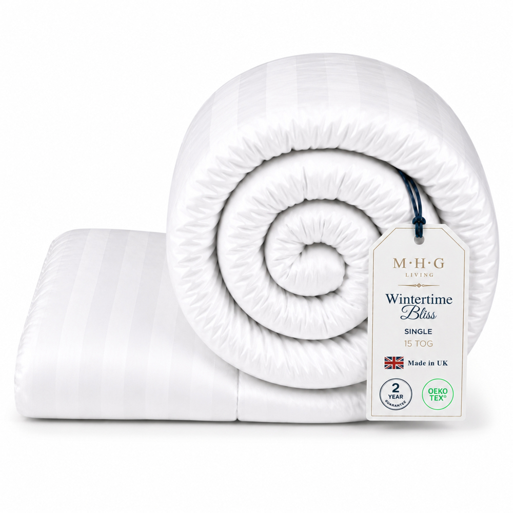 MHG Living Single White Striped Extra Warm Winter Hollowfibre Duvet 15 Tog Image 3