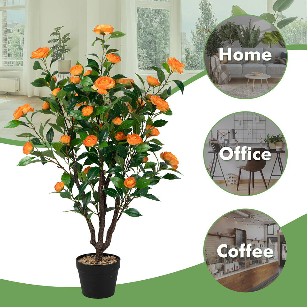 Costway Camellia Artificial Plant in Pot with 37 Flowers Image 8