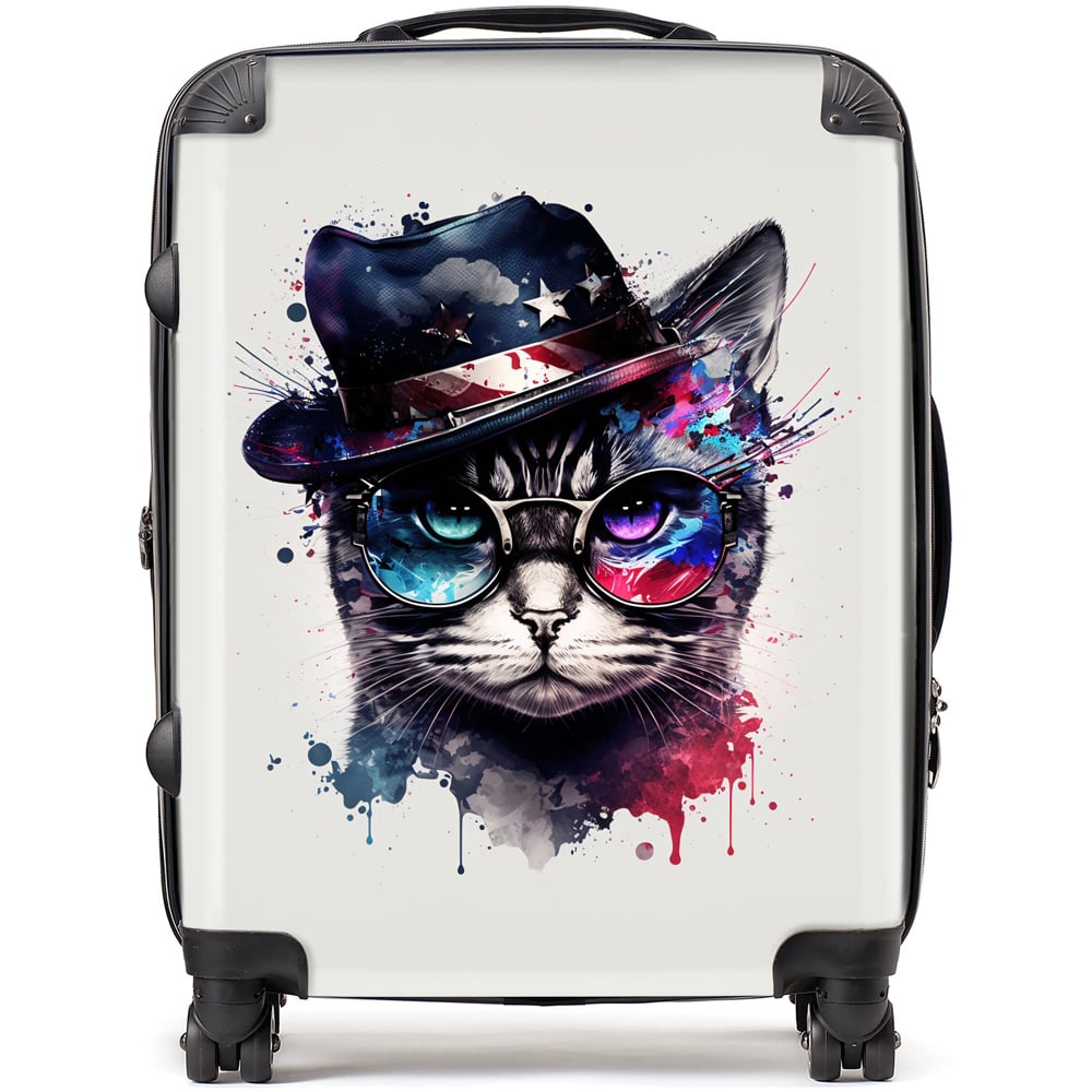 Warren Reed Designer Large Splashart American Shorthair Cat Face Glasses Suitcase Image 1