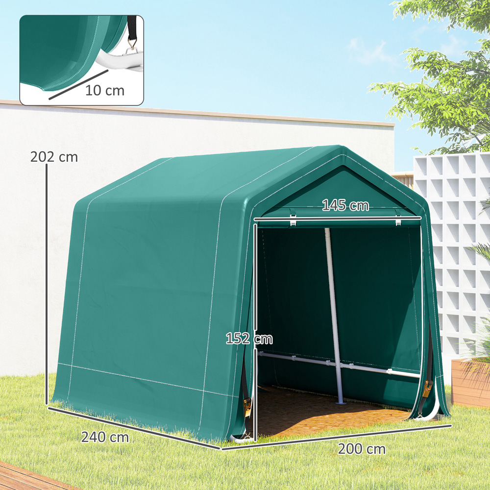 Outsunny 8 x 6.5ft Green Garden Storage Shed with Zipper Doors Image 9