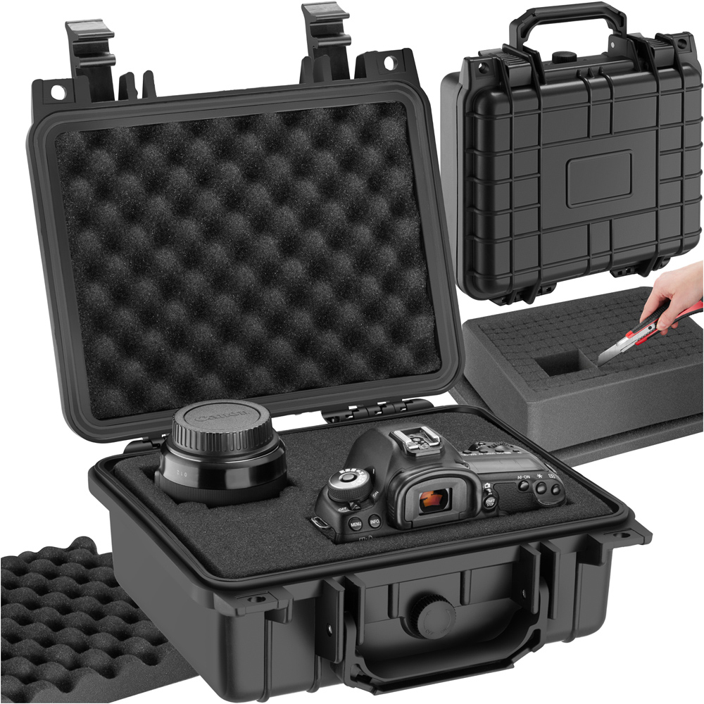Tectake Small Black Hard Shell Waterproof Camera Case Image 2