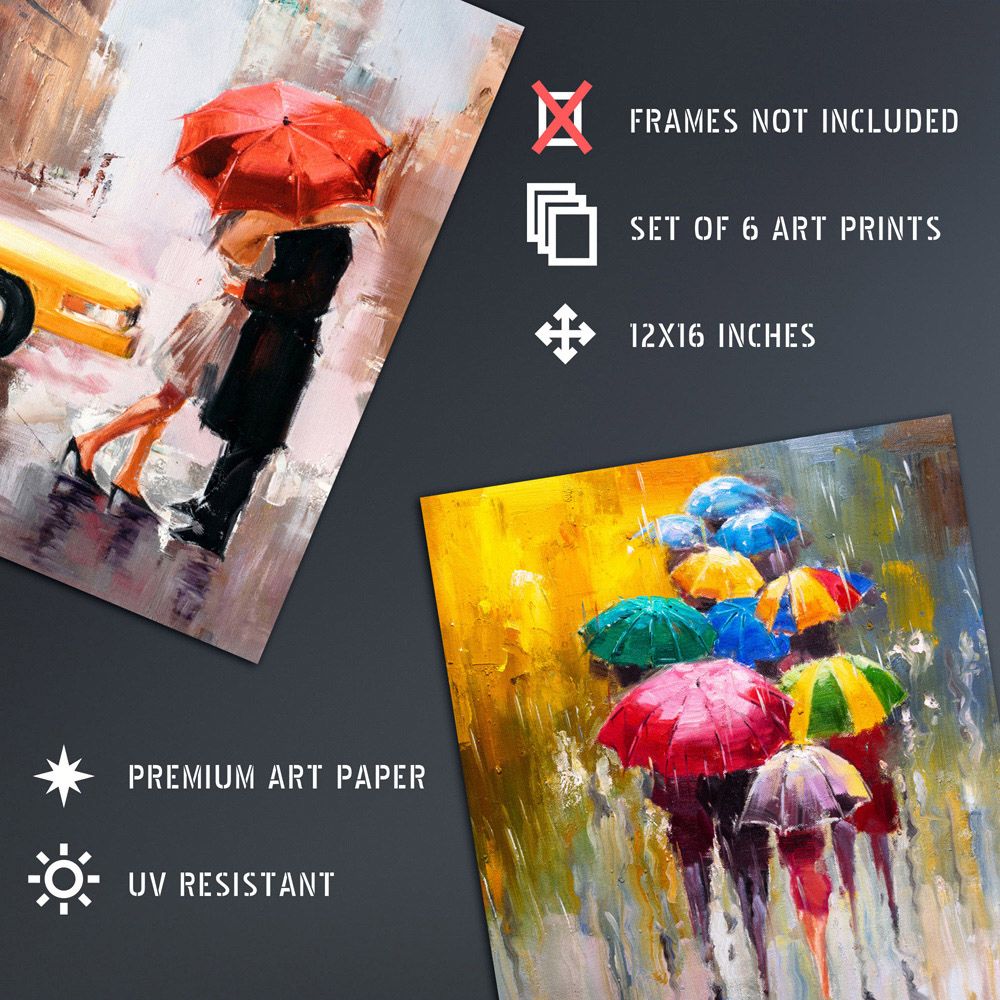 Artery8 Paris New York London Rainy Days Oil Painting Wall Art Print 30 x 41cm 6 Pack Image 4