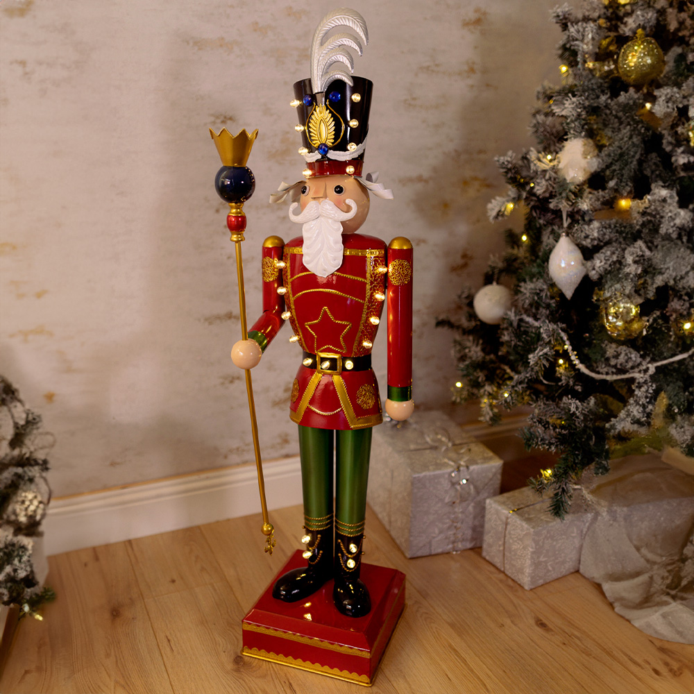 Marco Paul Traditional In Lit Giant Nutcracker Christmas Decoration Image 2