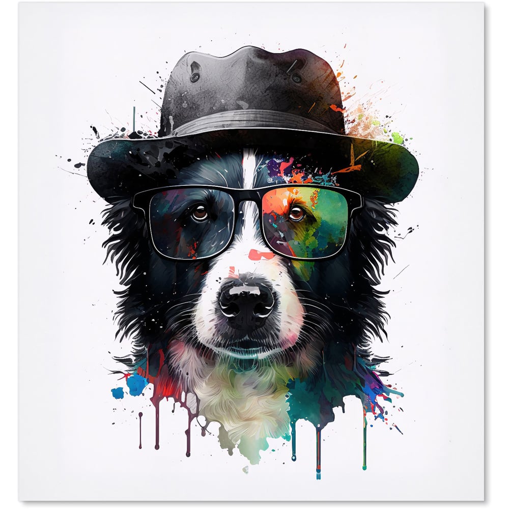 Warren Reed Designer Border Collie Dog Splashart Glass Kitchen Splashback 75 x 70cm Image 2