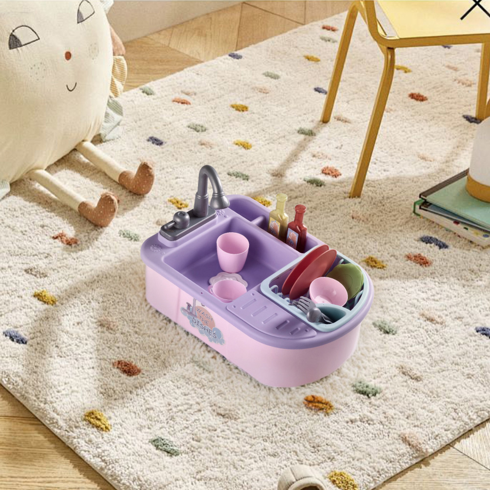 Tommy Toys Kids Pink Electric Kitchen Sink Play Set Image 2