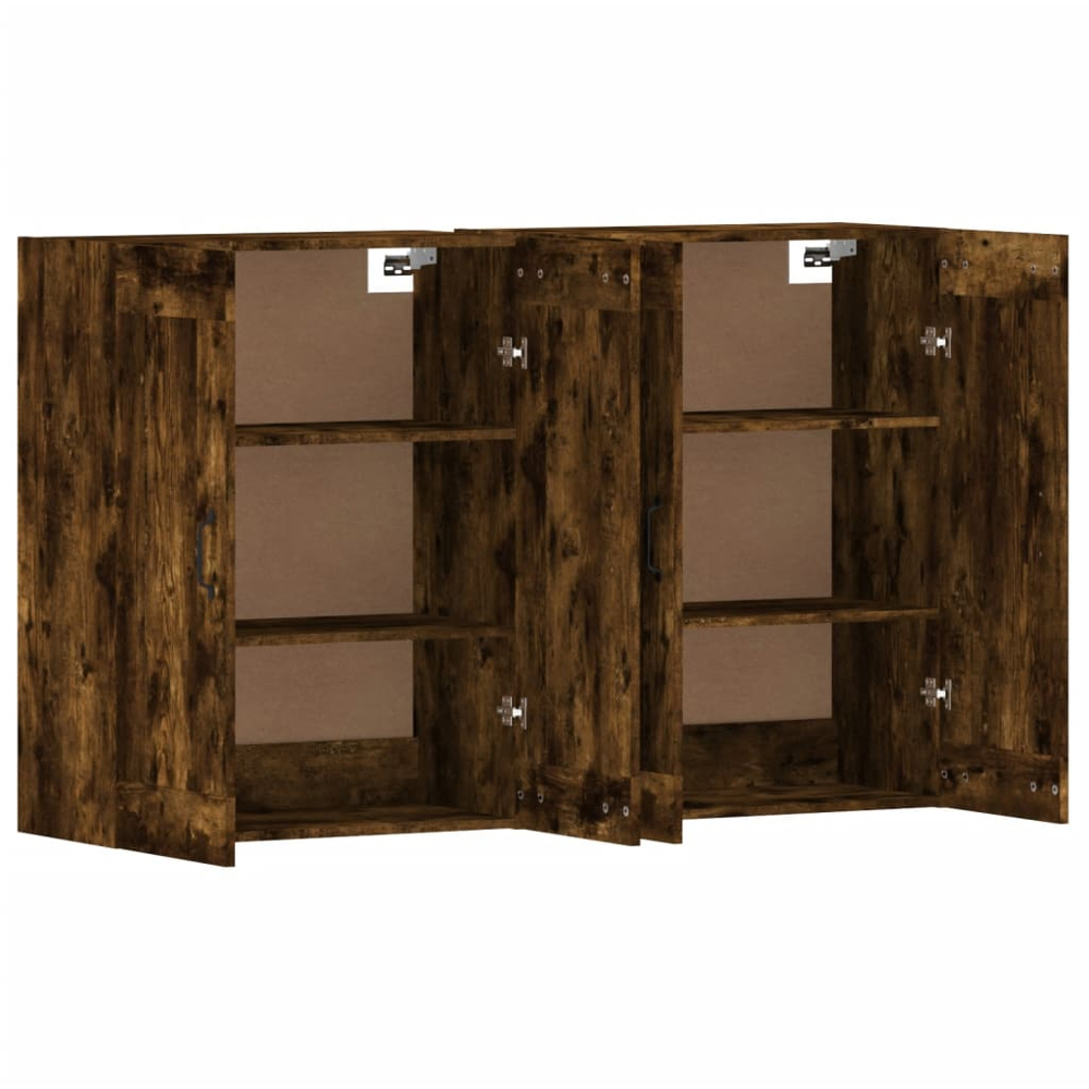 vidaXL 2 Door Smoked Oak Wall Mounted Cabinet Set of 3 Image 5