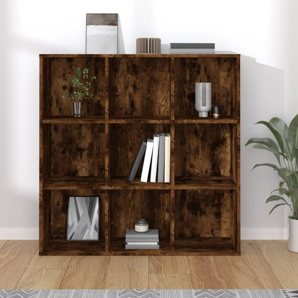vidaXL 9 Shelf Smoked Oak Bookcase Image 6