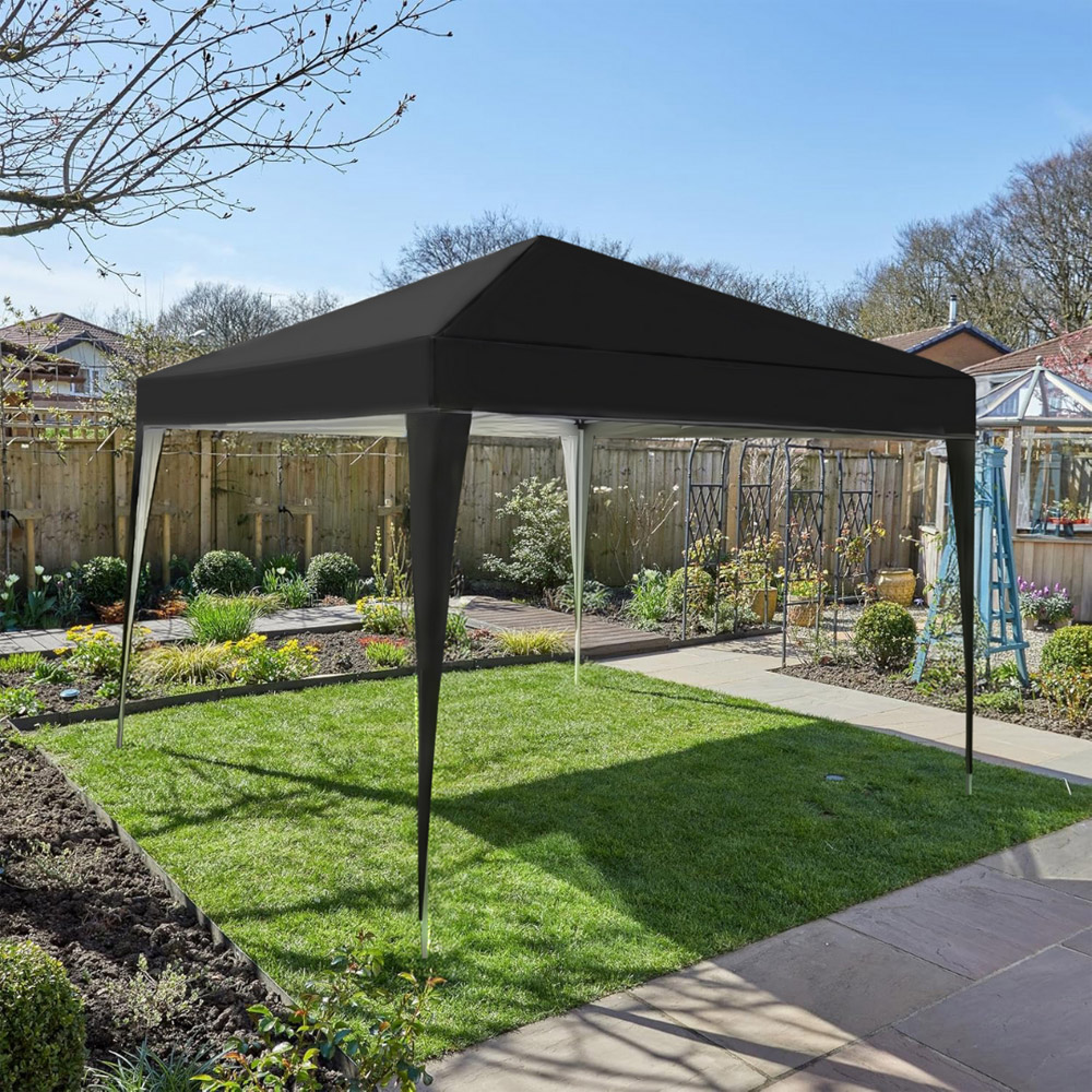 Home Source 2 x 2m Black Easy Up Garden Outdoor Gazebo with Bag Image 3